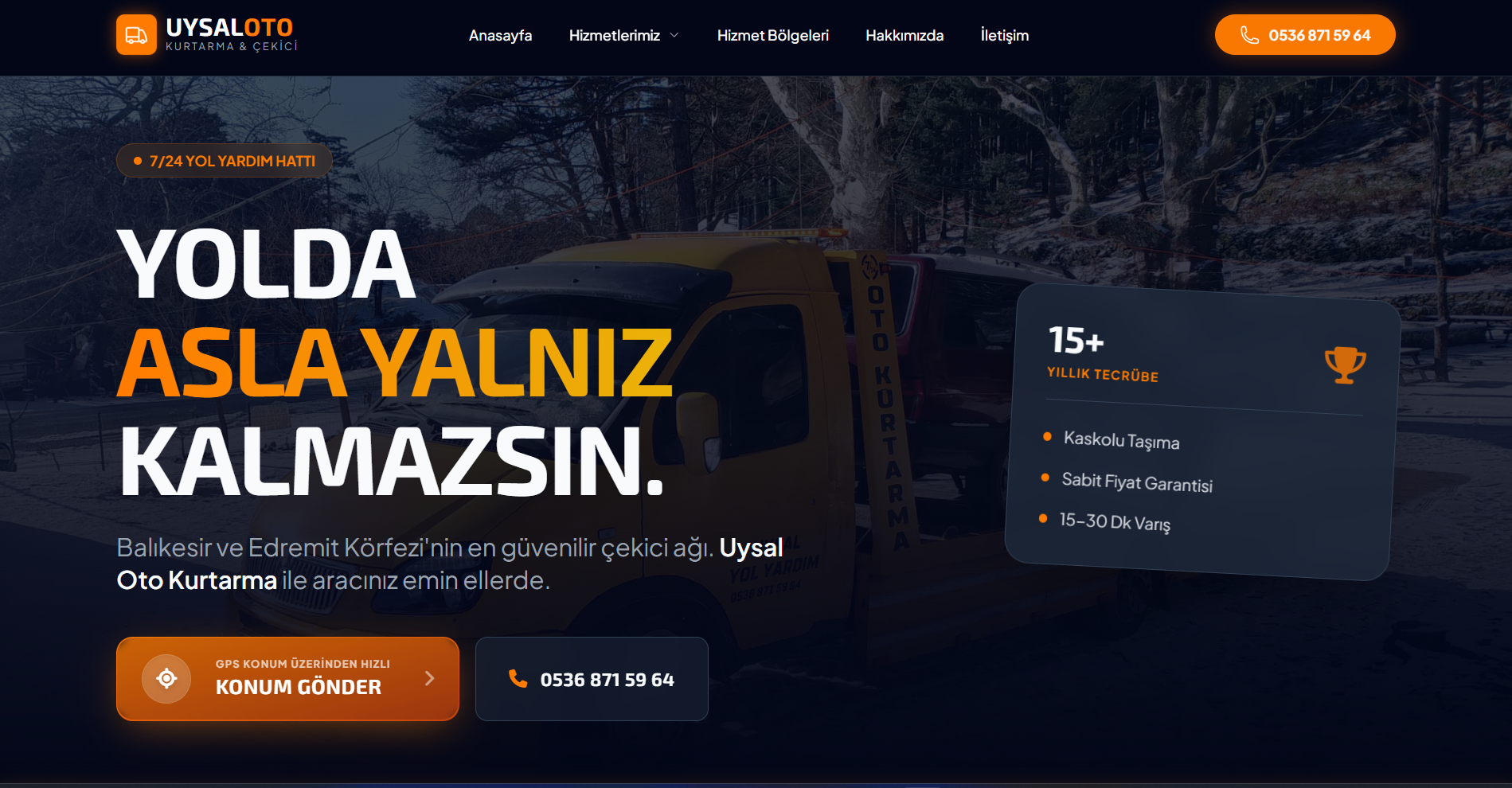 Uysal Oto Kurtarma - Modern Laravel & Tailwind Web Tasarımı